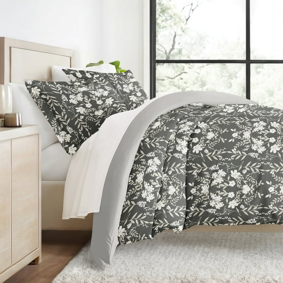 Duvet Cover Set - Ultra Soft & Breathable - Black Farmhouse Secret Garden for Queen Size Bedding by Comfort Canopy