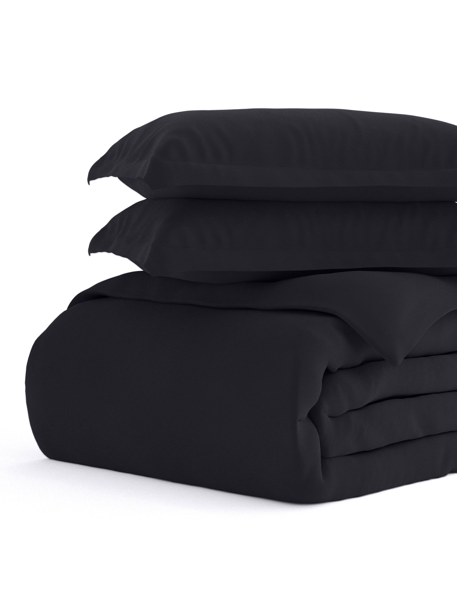 Comfort Canopy 3 Piece Black Microfiber Solid Duvet Cover Set with Shams for Twin Size Bedding