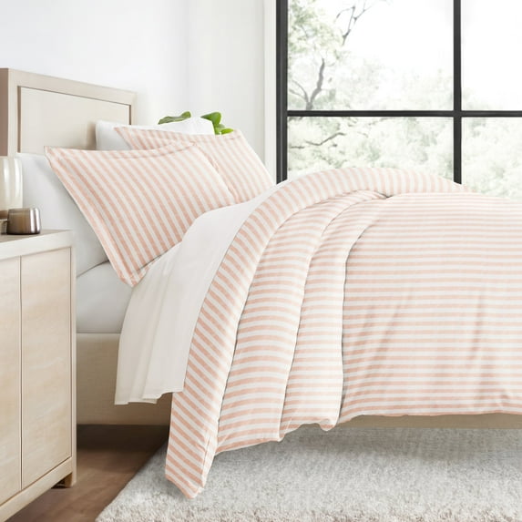 Duvet Cover Set - Ultra Soft & Breathable - Blush Rugged Striped for King Size Bedding by Comfort Canopy