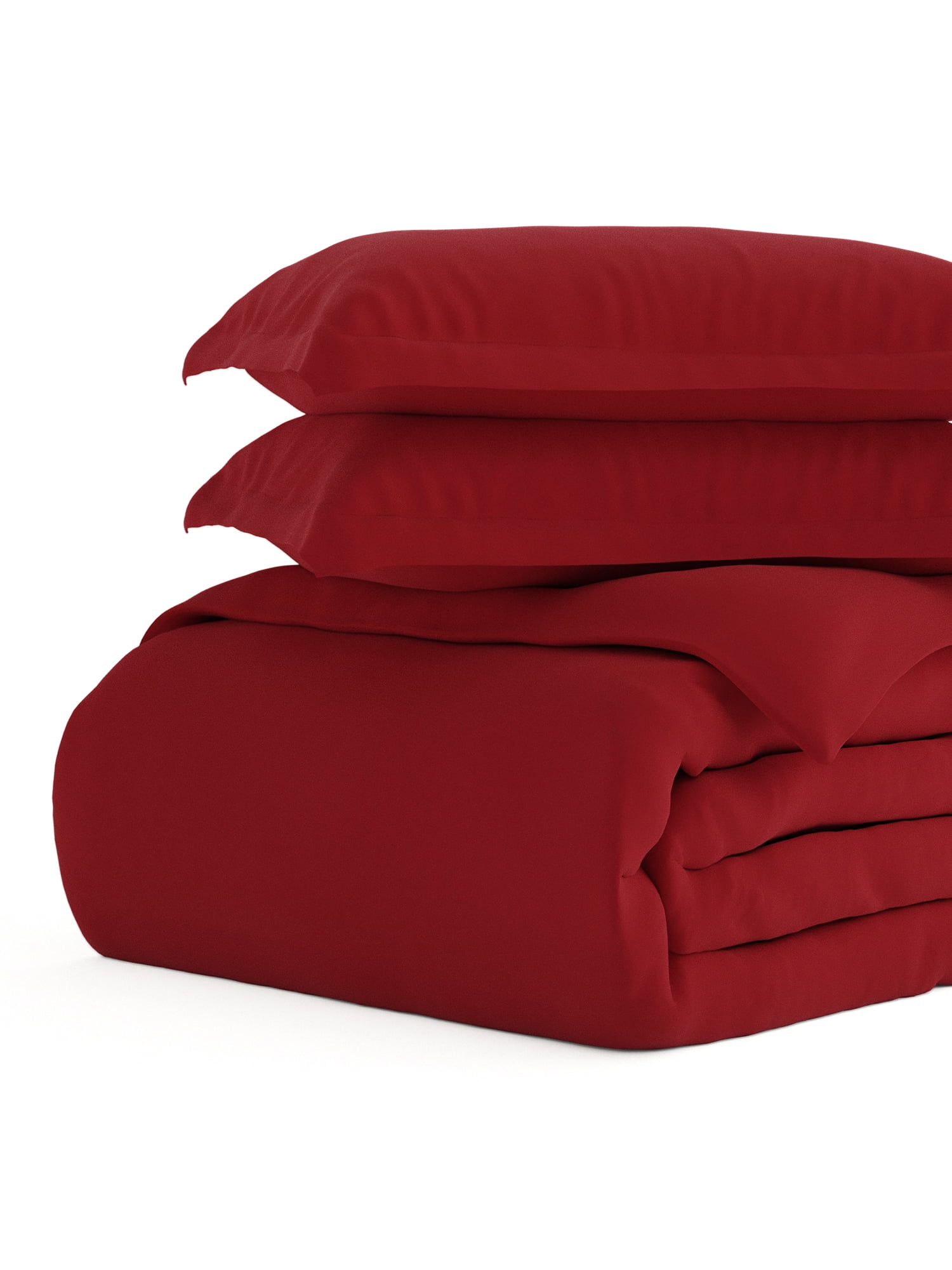 Comfort Canopy 3 Piece Burgundy Microfiber Solid Duvet Cover Set with Shams for King Size