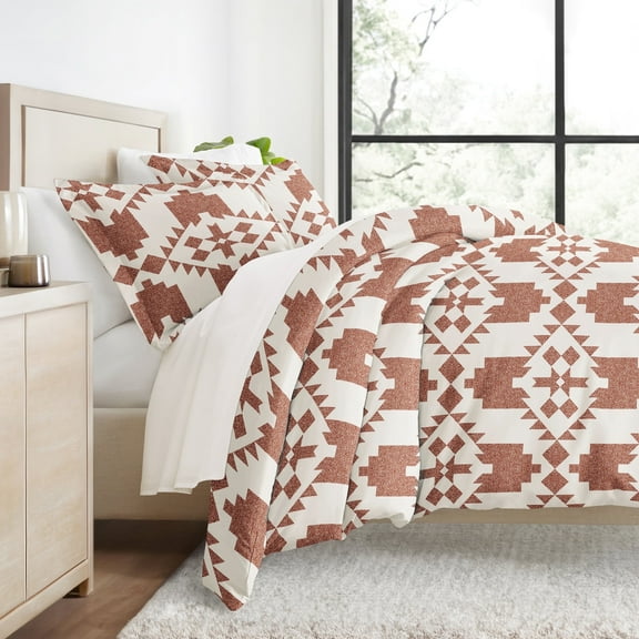 Duvet Covert Set - Ultra Soft - Clay Adobe Diamond Southwestern Boho for Twin Size Bedding by Comfort Canopy