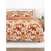Comfort Canopy - 3 Piece Clay Farmhouse Boho Flower Patterned Duvet Cover Set with Shams for King Size Beds