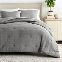 Comfort Canopy 3-Piece Fog Gray Waffle Comforter Set, Full/Queen