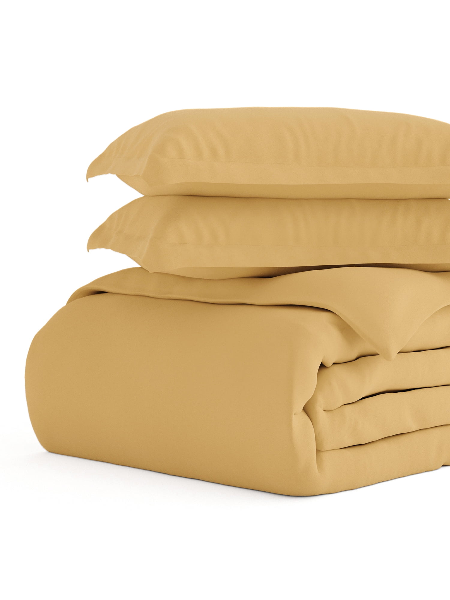 Comfort Canopy 3 Piece Gold Microfiber Solid Duvet Cover Set with