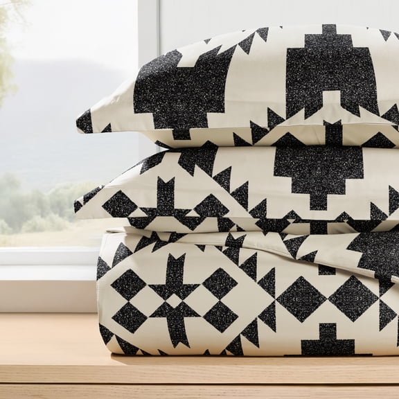 Duvet Covert Set - Ultra Soft - Gray Adobe Diamond Southwestern Boho for Queen Size Bedding by Comfort Canopy