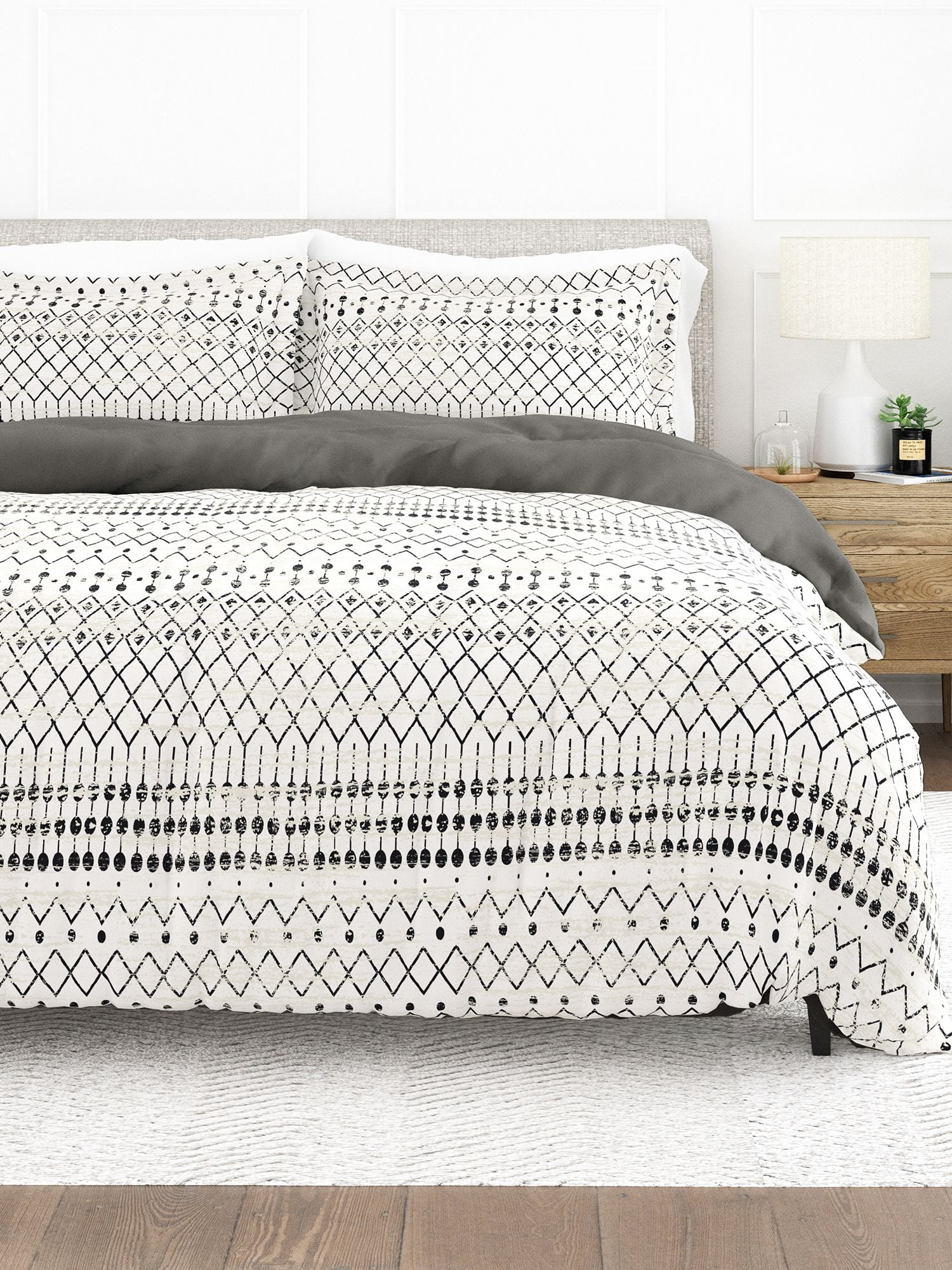 Comfort Canopy 3 Piece Gray Etched Gate Microfiber Duvet Cover Set