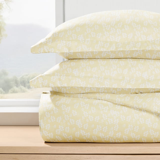 Duvet Cover Set - Ultra Soft & Breathable - Ivory Wheatfield Floral for King Size Bedding by Comfort Canopy