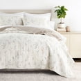 thumbnail image 1 of Ultra Soft Lightweight Quilt Sets in Watercolor Leaves Latte for Full/Queen Bedding by Comfort Canopy, 1 of 9