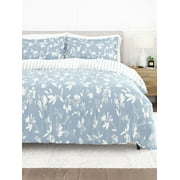 Comfort Canopy - 3 Piece Light Blue Farmhouse Country Home Patterned Duvet Cover Set with Shams for Queen Size Beds