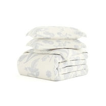Comfort Canopy - 3 Piece Light Blue Farmhouse Floral Patterned Duvet Cover Set with Shams for King Size Bedding