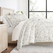 Duvet Cover Set - Ultra Soft & Breathable - Light Blue Farmhouse Floral for King Size Bedding by Comfort Canopy