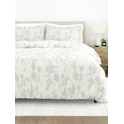 Comfort Canopy - 3 Piece Light Blue Farmhouse Floral Patterned Duvet Cover Set with Shams for King Size Bedding