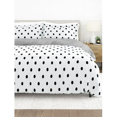 Comfort Canopy - 3 Piece Light Gray Painted Polkadot Duvet Cover Set with Shams for King Beds