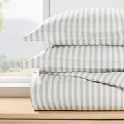 Duvet Cover Set - Ultra Soft & Breathable - Light Gray Rugged Striped for Twin Size Bedding by Comfort Canopy
