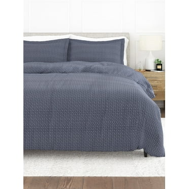 Comfort Canopy - 3 Piece Navy Blue Diamond Pattern Duvet Cover Set with Shams for Queen Beds