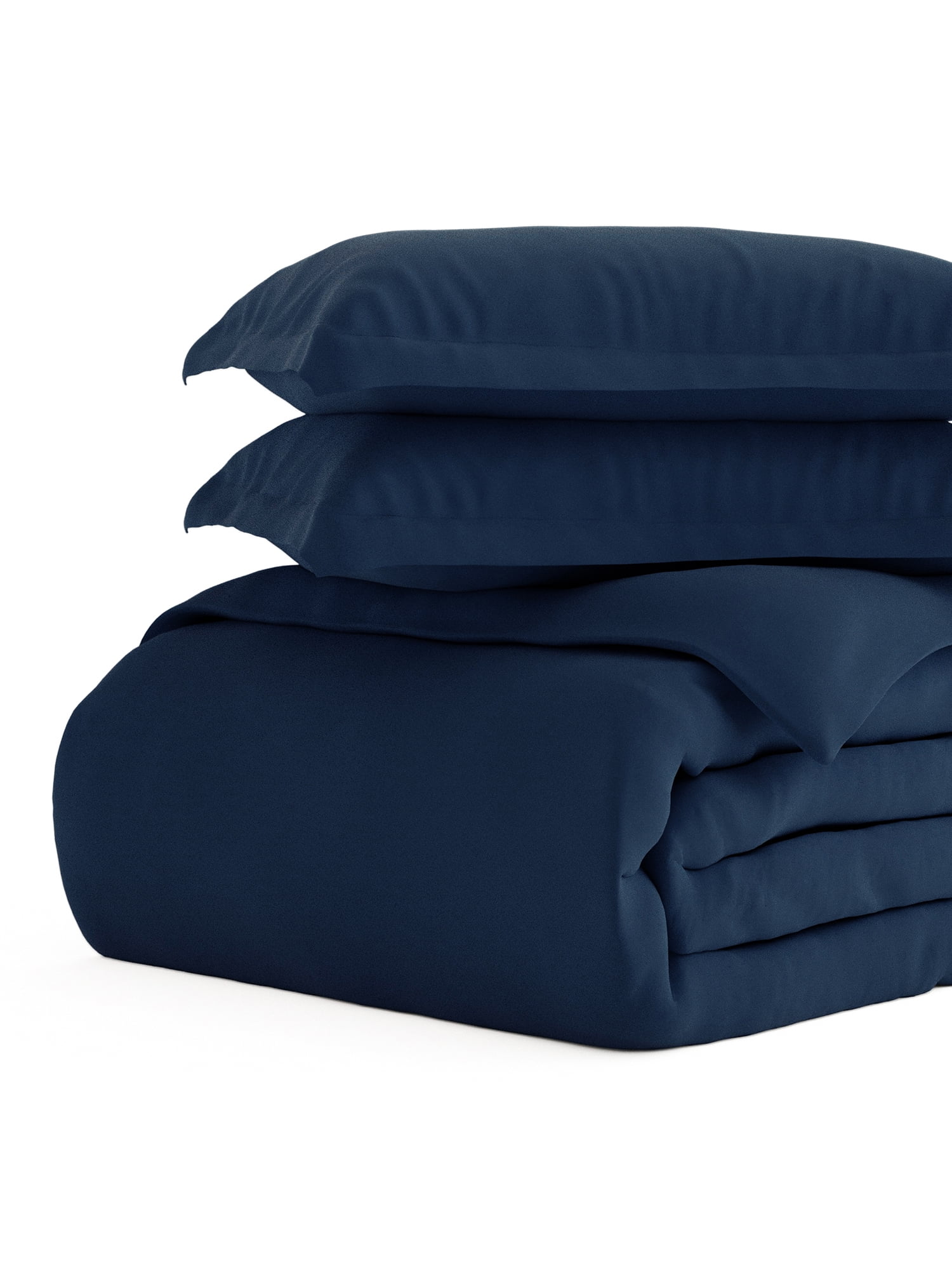 Comfort Canopy 3 Piece Navy Microfiber Solid Duvet Cover Set with