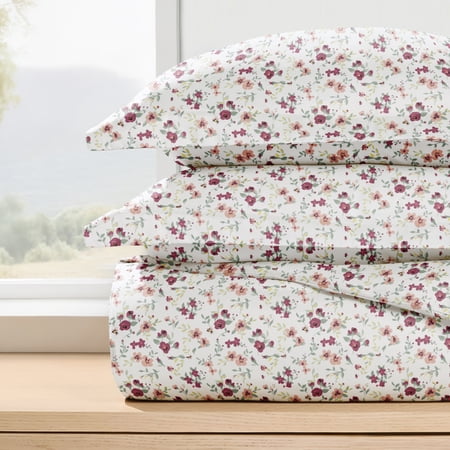 Duvet Cover Set - Ultra Soft & Breathable - Pink Farmhouse Blossoms for King Size Bedding by Comfort Canopy