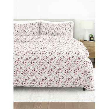 Comfort Canopy - 3 Piece Pink Farmhouse Blossoms Pattern Duvet Cover Set with Shams for King Beds