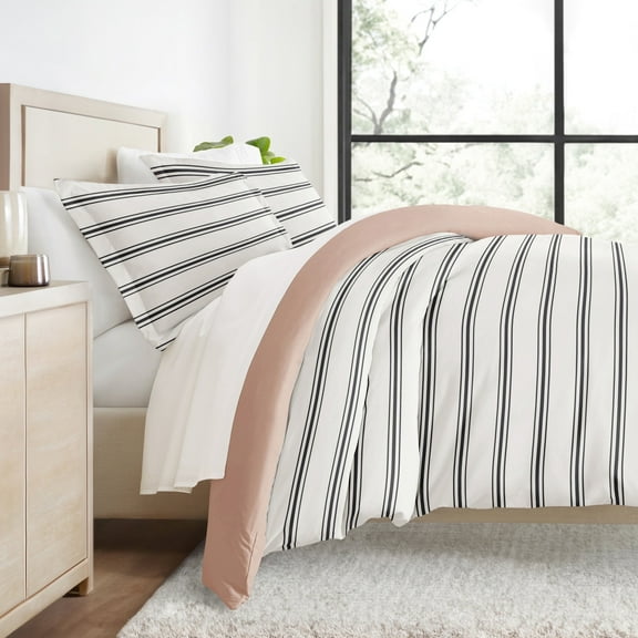Duvet Cover Set - Ultra Soft & Breathable - Rose Desert Stripe for King Size Bedding by Comfort Canopy