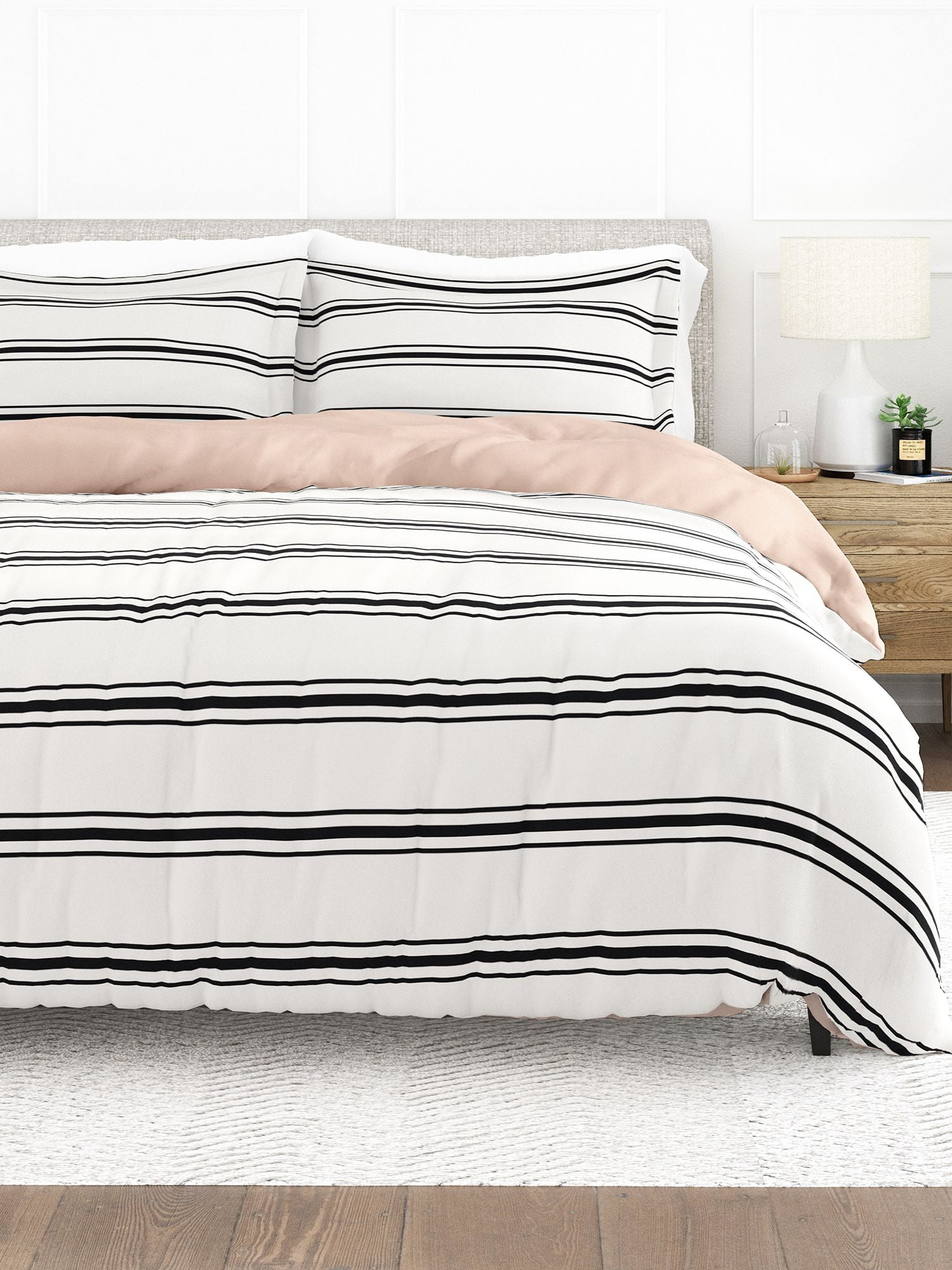 Rose Desert Stripe Reversible King/Cal King Microfiber Duvet Cover Set
