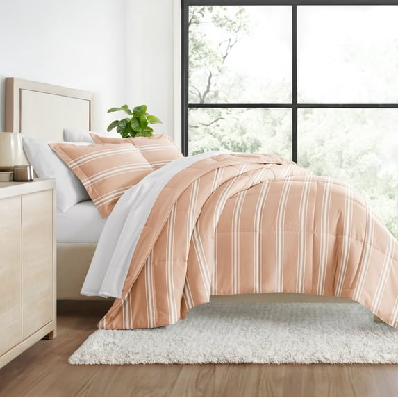 All Season Ultra Soft Comforter Set Lightweight Bedding in Soft Stripe for King/Cal King by Comfort Canopy