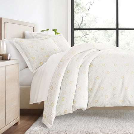 Duvet Cover Set - Ultra Soft & Breathable - White Farmhouse Spring Vines for King Size Bedding by Comfort Canopy