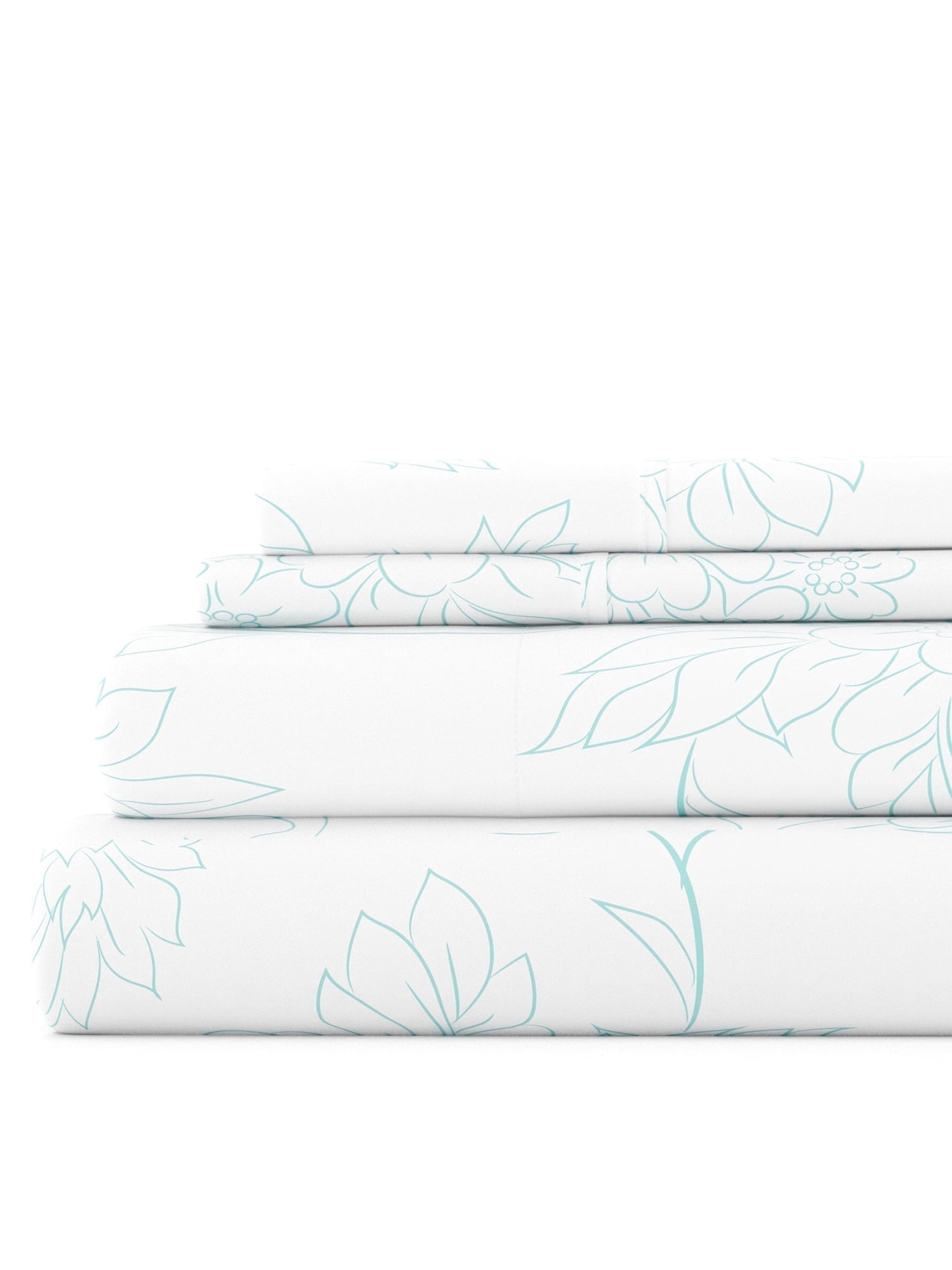 Sheets King Pattern Spring Comfort Canopy King Size Bed Sheet Set - 4 Piece Aqua Farmhouse Vine ...