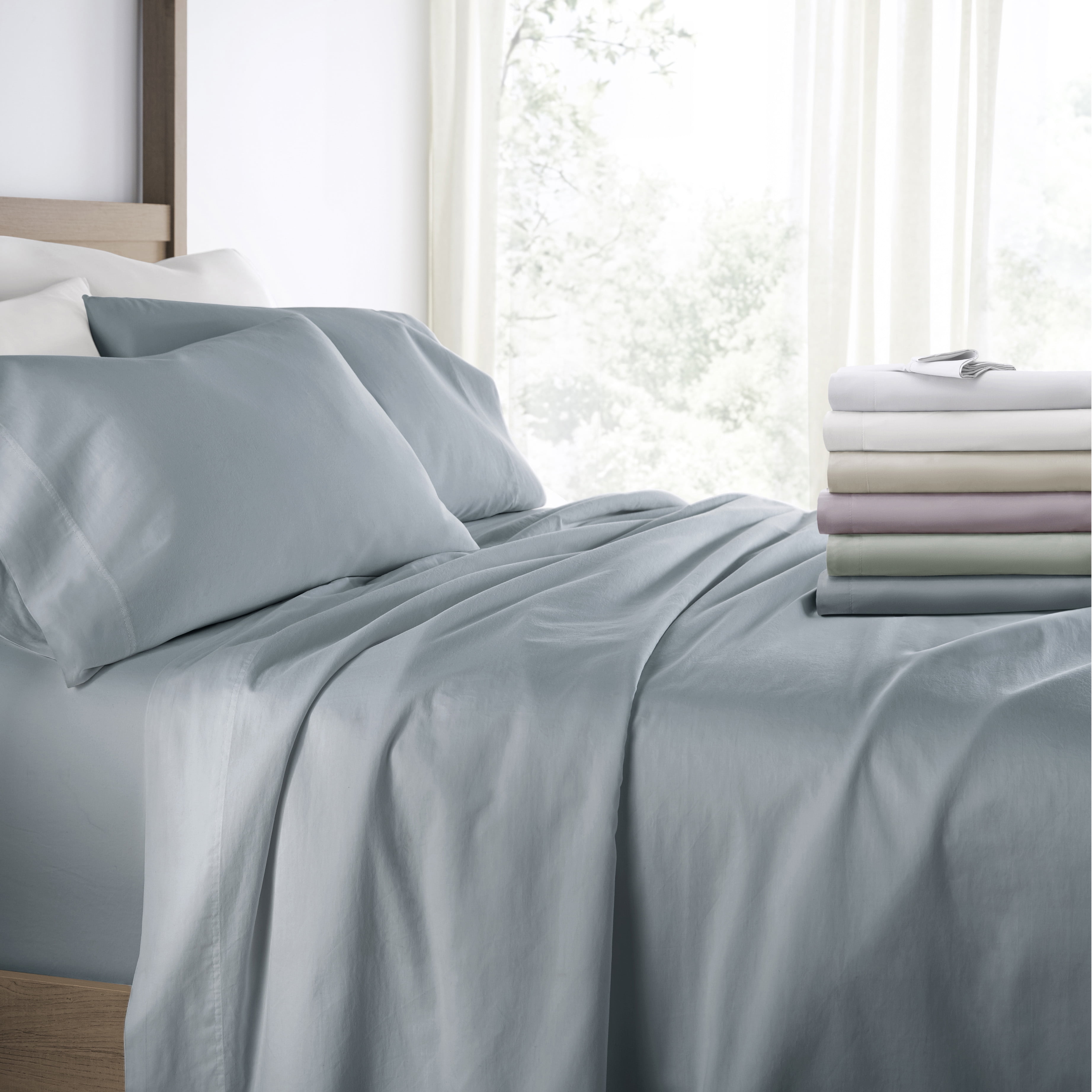 Comfort Canopy 4 Piece Blue 300 Thread Count Cotton Bed Sheets for Full Size Bedding