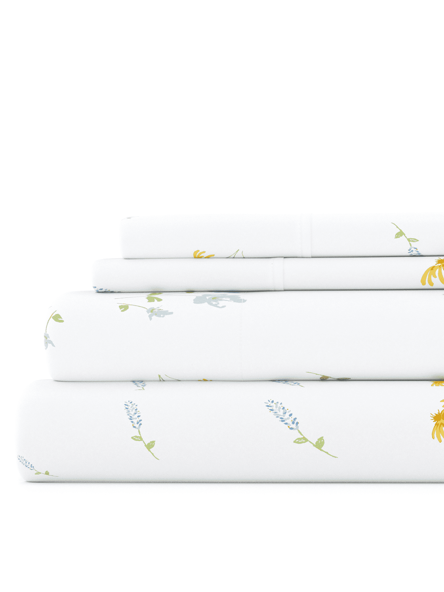 California King Blue Floral Microfiber Sheet Set
