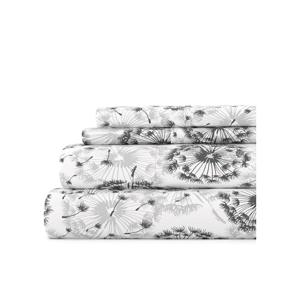 Ultra Soft & Breathable Wrinkle Free Bed Sheets Set - Gray Farmhouse Floral Print for Full Size Bedding by Comfort Canopy