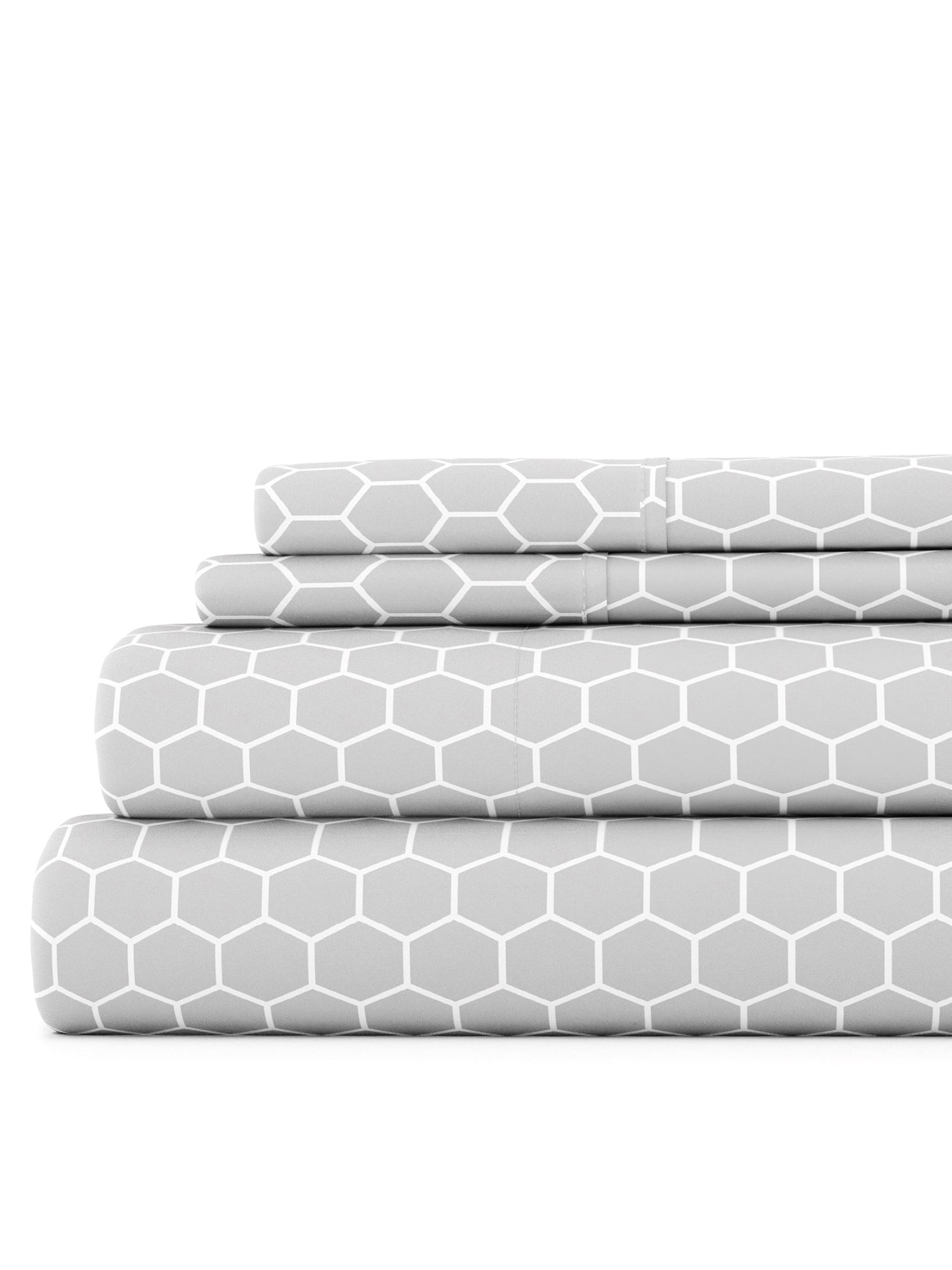 Gray Chevron Queen Microfiber Sheet Set with Pillowcases