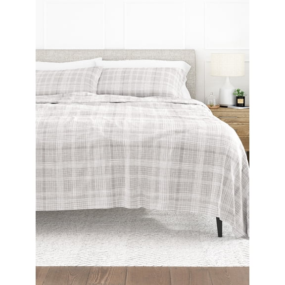 Comfort Canopy - 4 Piece Gray Thatch Patterned Microfiber Bed Sheets for Full Size Bedding