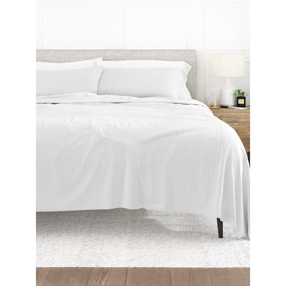 Comfort Canopy - 4 Piece Light Gray Pinstriped Microfiber Bed Sheets for Twin Size Bedding
