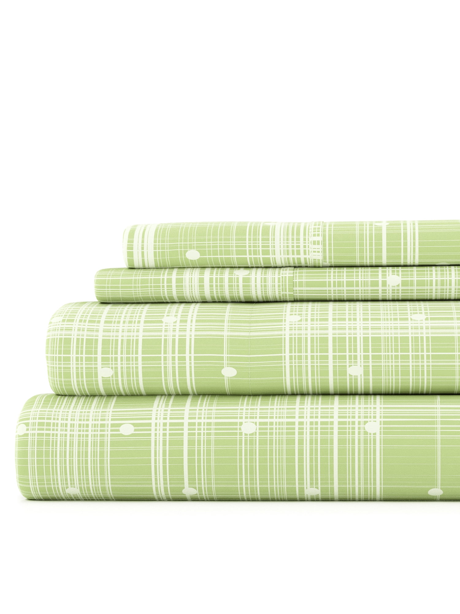 Comfort Canopy 4 Piece Moss Polka Dot Patterned Bed Sheets for Full