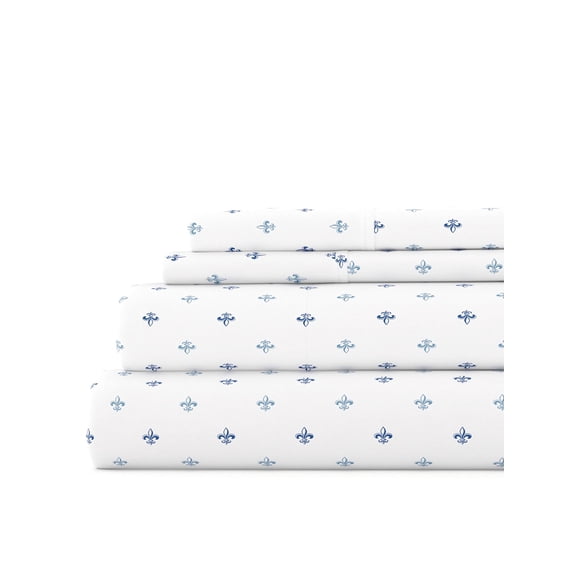 Comfort Canopy - 4-Piece Navy Classic Essentials in Lily Microfiber Bed Sheets Set for Full Size Bedding