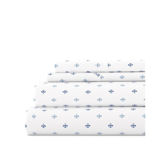 Comfort Canopy - 4-Piece Navy Classic Essentials in Lily Microfiber Bed Sheets Set for King Size Bedding