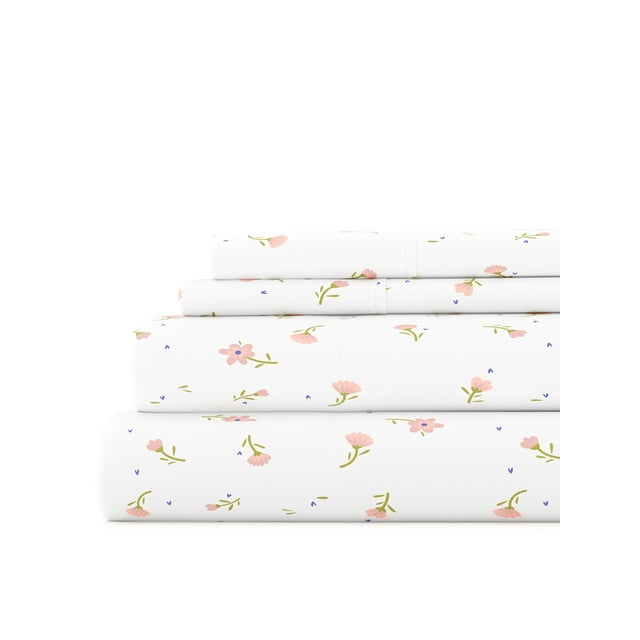 Comfort Canopy 4 Piece Pink Farmhouse Floral Patterned Bed Sheets for