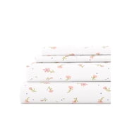 Ultra Soft &amp; Breathable Wrinkle Free Bed Sheets Set - Pink Farmhouse Floral Patterned for Queen Size Bedding by Comfort Canopy