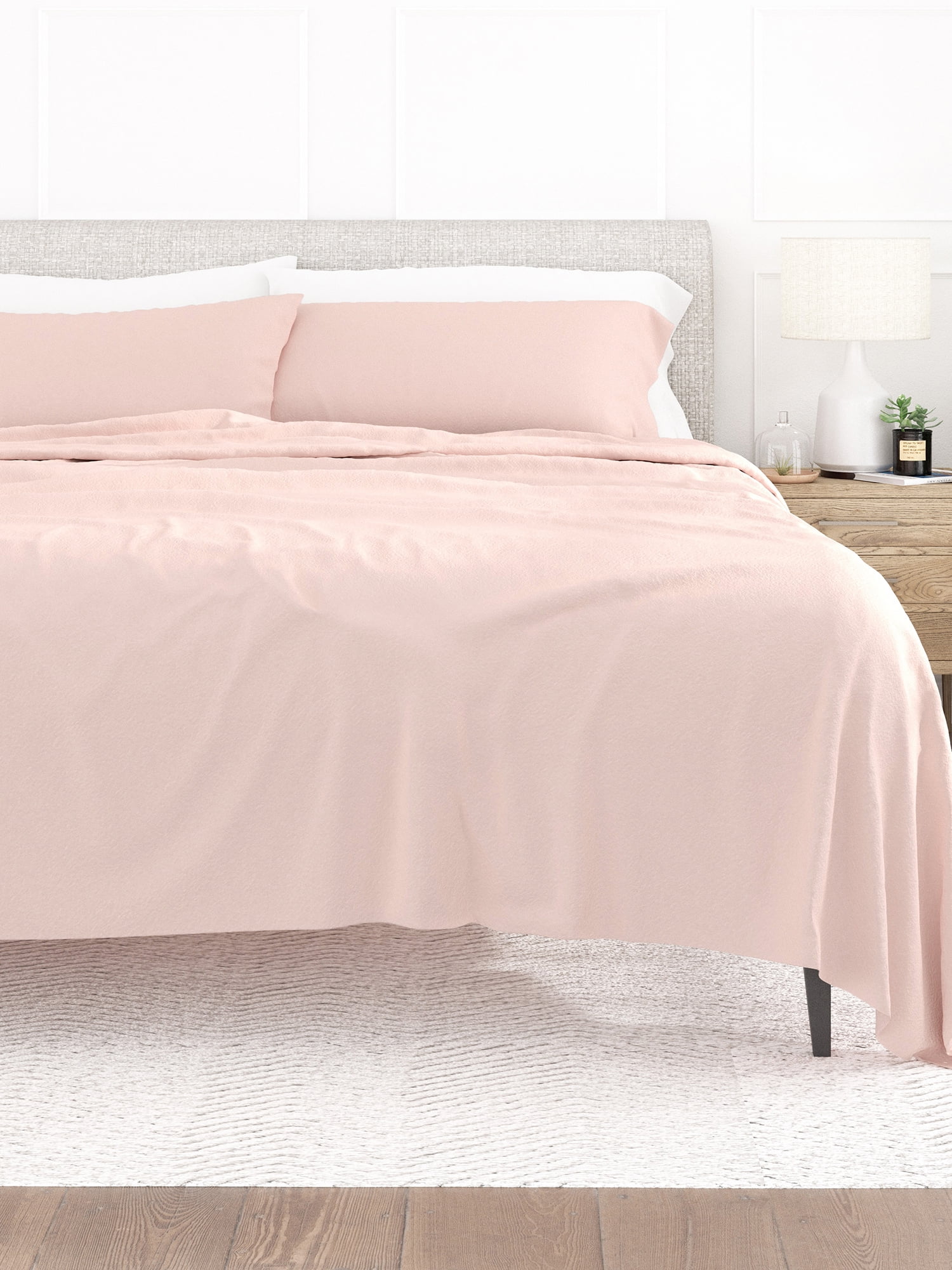 Comfort Canopy 4 Piece Solid Blush Cotton Flannel Bed Sheets for King