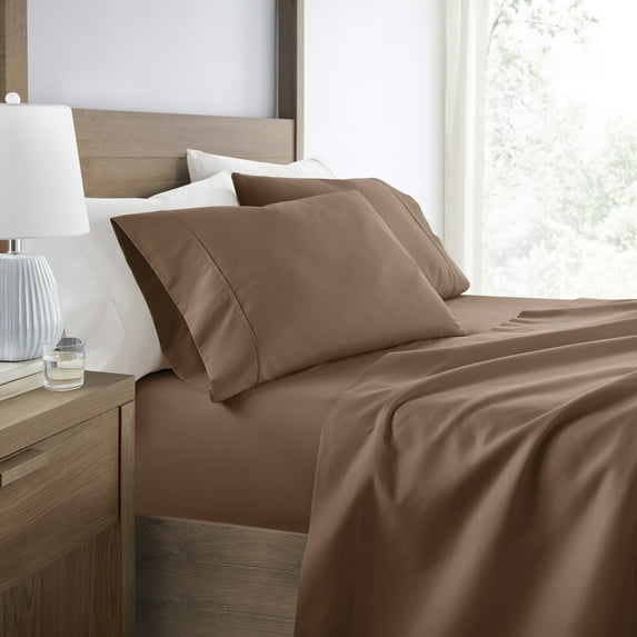 Super Soft Wrinkle Resistant Bed Sheets Set, Twin 3-Piece Solid in Taupe Brown by Comfort Canopy