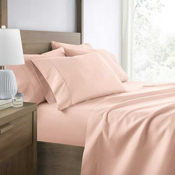 Breathable Cool Wrinkle Resistant Bed Sheets Set + 1 Bonus Pillowcase Blush Pink for TwinXL Size Bedding by Comfort Canopy