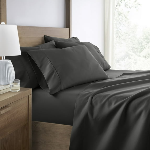 Breathable Cool Wrinkle Resistant Bed Sheets Set + 2 Bonus Pillowcases Gray for Full Size Bedding by Comfort Canopy