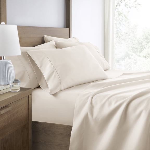 Breathable Cool Wrinkle Resistant Bed Sheets Set + 1 Bonus Pillowcase Ivory for Twin Size Bedding by Comfort Canopy