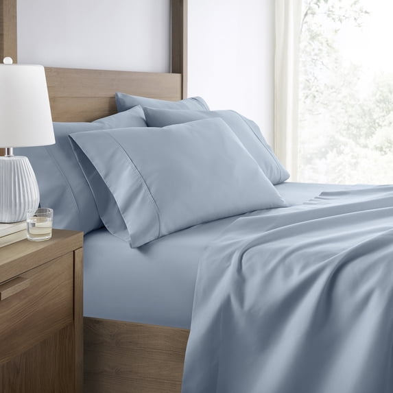 Breathable Cool Wrinkle Resistant Bed Sheets Set + 2 Bonus Pillowcases Light Blue Bed Sheets for Queen Size Bedding by Comfort Canopy - Colorful Variations