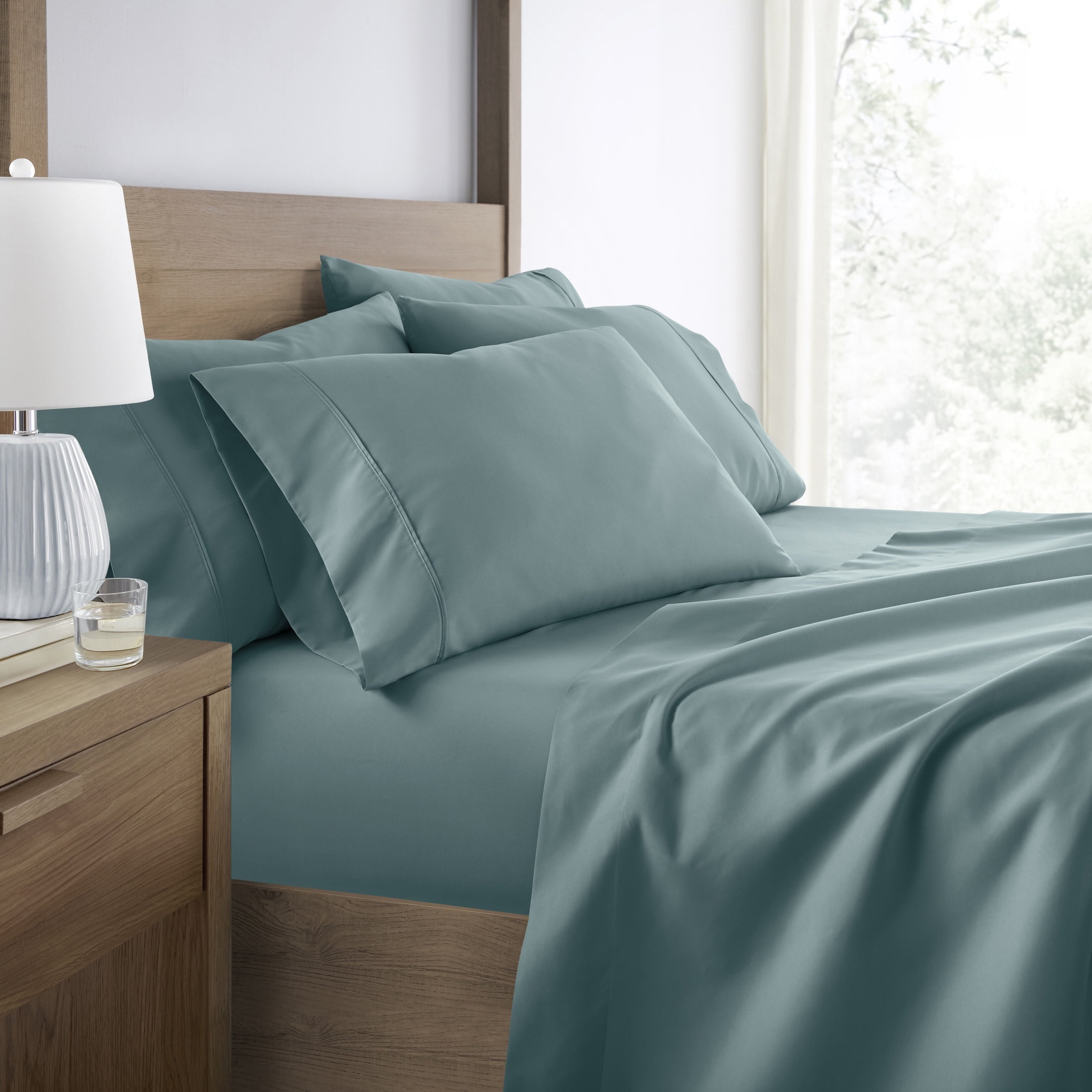 Breathable Cool Wrinkle Resistant Bed Sheets Set + 2 Bonus Pillowcases Ocean for King Size Bedding by Comfort Canopy