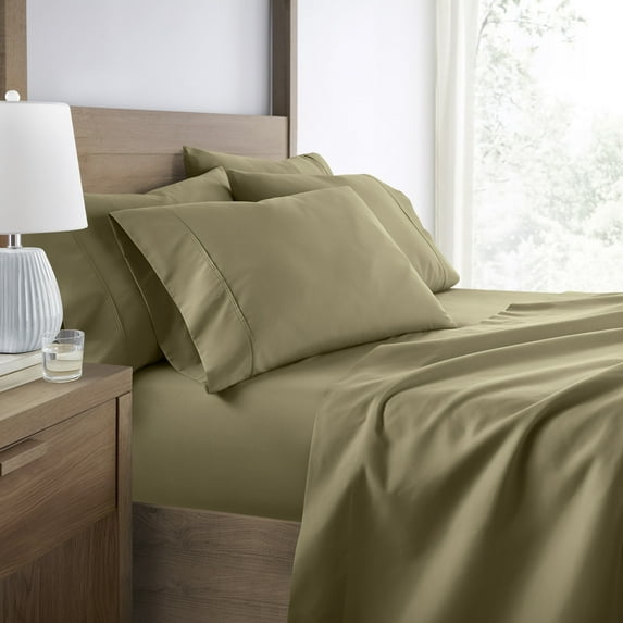 Breathable Cool Wrinkle Resistant Bed Sheets Set + 2 Bonus Pillowcases Sage Green for King Size Bedding by Comfort Canopy