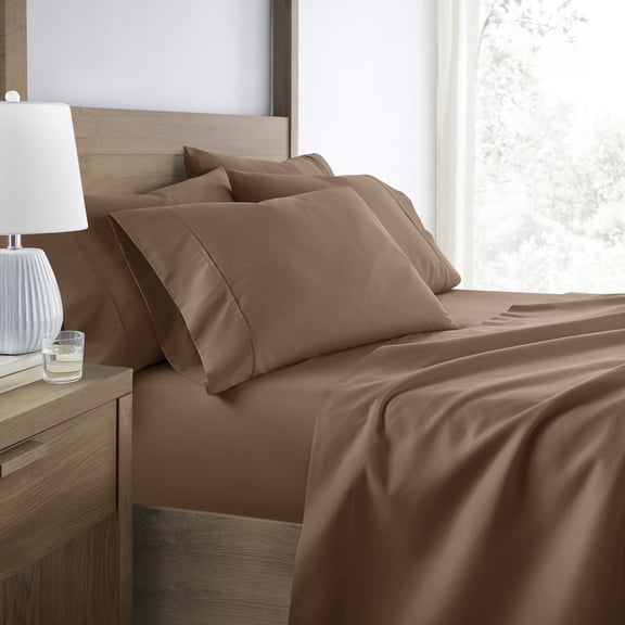 Breathable Cool Wrinkle Resistant Bed Sheets Set + 2 Bonus Pillowcases Taupe for California King Bedding by Comfort Canopy