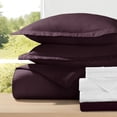 thumbnail image 1 of 8-Piece Bedding Bundle with Comforter Set, Bed Sheets & Bed Skirt in Purple Ultra Soft Microfiber for TwinXL Size Beds, 1 of 17
