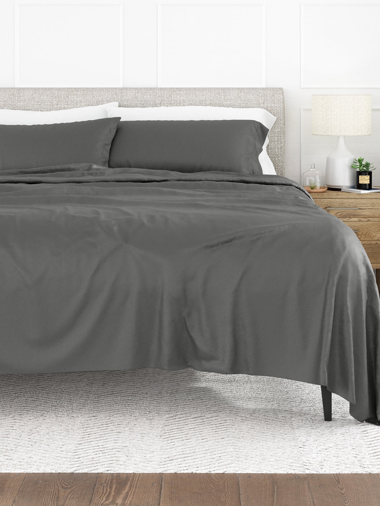 Comfort Canopy - Bamboo Bed Sheets Set Luxury Gray 4 Piece for Queen ...