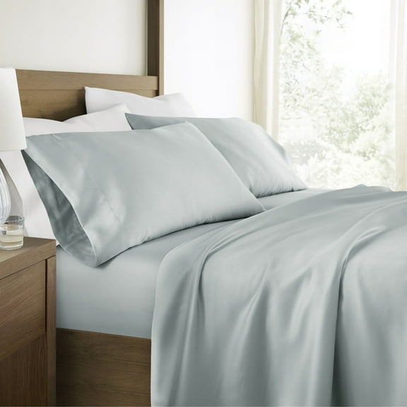 Luxury Cooling 100% Rayon From Bamboo Silky Soft Bed Sheets Set Light Blue Full Size Bedding by Comfort Canopy